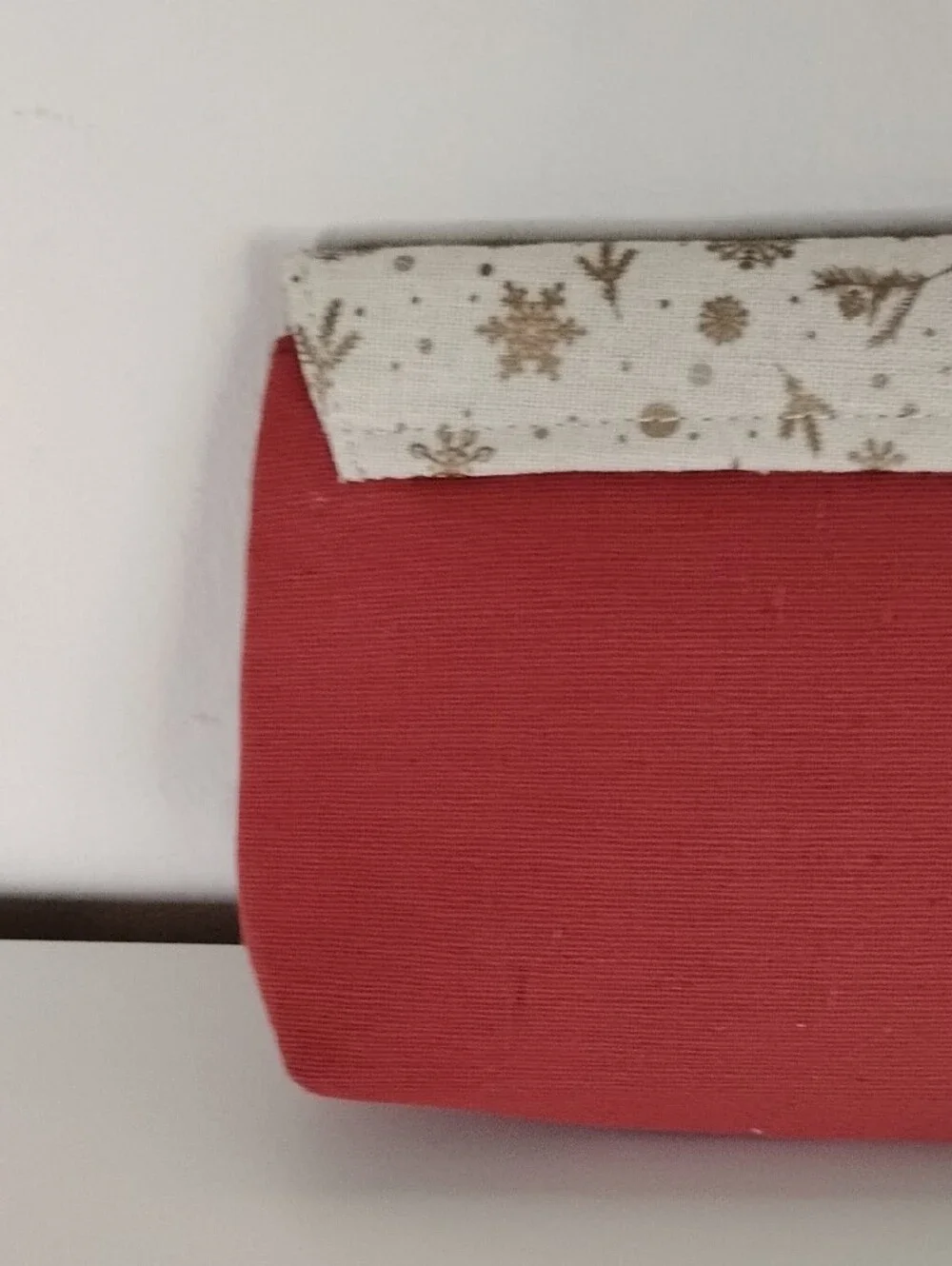 EAC Red Canvas Cosmetic Pouch with Cream Patterned Trim